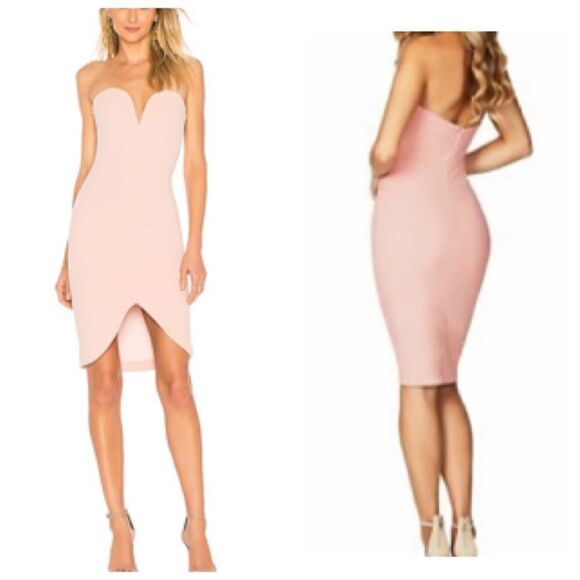 Nookie Revolve Honey Bodycon Sweetheart Neckline Dress LARGE in Blush  $229 - Picture 1 of 7